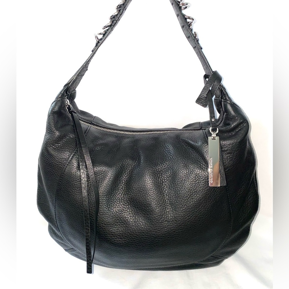 Vince Camuto Genuine Leather Casual Black Hobo Bag. Womens Everyday Shoulder Bag